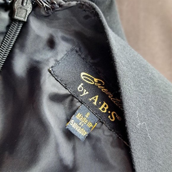 ABS Essentials Sheath Dress Black Career Cocktail Wardrobe Basic V-Neck Sz 8 - Picture 6 of 6